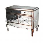 gold antique glass mirrored 2 door cabinet/desk-JS242