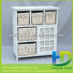 Wooden storage cabinet with wicker drawers,willow basket