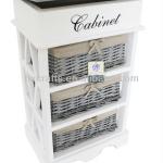 3 Rattan weaving drawer wooden cabinet