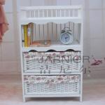 Classical and practical wooden storage cabinet and wicker drawers