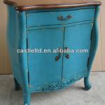 Stocklot Furniture Hand painted two doors blue cabinet with one drawer and Two Tone,antique solid wooden living room cabinet