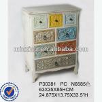 Distressed white cabinet wooden home furniture-P30381