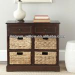 Living Room wooden cabinet+4pcs of rush basket