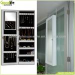 White color wall mounted jewellery storage mirror-GLD12224