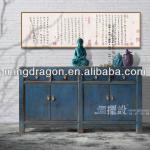 Chinese antique classic cheap solid wood blue bathroom cabinet