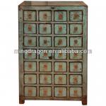 Chinese antique Shanxi distressed rustic reclaimed wood blue medicine cabinet-13012318