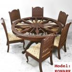 Indian Teak Wood Hand Carved Dining Room Set &amp; Restaurant Furniture, Dining Table &amp; Dining Chair (Rajasthani Carved Furniture)-Konark