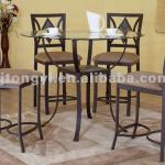 Glass top round pub table and barstool dining room furniture-TY-8024&amp;TY-8022