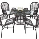 2014 Garden PE Rattan Round Dining Furniture with 8mm Tempered glass Table top-YM0021,YM0024