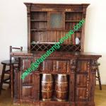 spanish style treated wooden bar counter