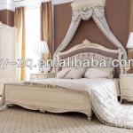 Romantic princess Queen or King size white colour rose wooden bedroom furniture set,hand carved