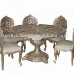 Royal handicraft Carved Silver Dining Room set (Silver restaurant furniture and dining room set)-VDS-001