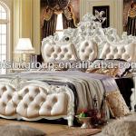 Luxury European Style Double Bed in Pearly Paint White Roses-BF11-1102b