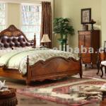 natural bedroom furniture genuine leather king bed JK04-JK04