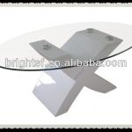 Modern cheap MDF high gloss + tempered glass hall room coffee table #QJ-006-QJ-006