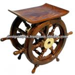 Wooden Table with ship wheel, Furniture-N-1044