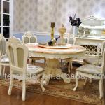 Antique french marble top round dining table with lazy Susan DF88-15B-DF88-15B