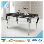 Offer cultured and slap-up white black stainless marble top dining table-WLDT-028