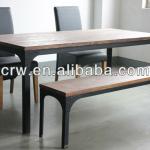 Recycle Pine With Metal Frame Dining Table-