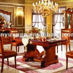 European Style High Class Marble Long Dining Table with Wooden Dining Chairs T216C#