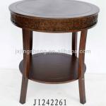 Antique style solid wood KD round dinning table dark brown-JI242261