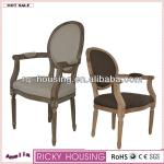 Carved wooden upholstered dining chairs with arms RQ20391J