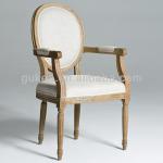 Antique linen fabric milk white dining chair with arm(GK6010)