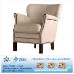 French Style Fabric Sofa Chair Solid Wood Legs