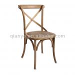 oak wood chair with padded rattan seat