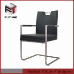 brushed metal armrest dining chair