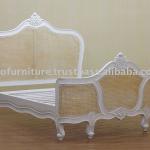 White Painted Furniture - French Bed with Rattan-1097