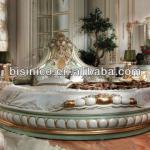 Bisini New Classical Style/Solid Wood Hand Carved Round Bed/Luxury Gold Inlaid Round Bed(BF05-0061)