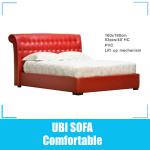 Red leather double bed #8921