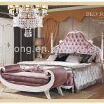 Antique white queen bed with purple fabric for hotel bedroom TR2034-TR2034