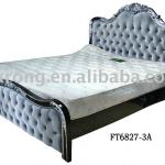 deluxe fabric double bed,size:220*200*155,wooden frame-FT-6827-3A