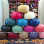 Stylish Genuine Leather Moroccan Ottoman Poufs for sale