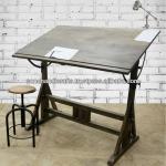 INDUSTRIAL IRON WOOD DRAFTING TABLE
