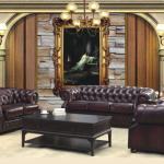 American style classic luxury chesterfiel leather living room sofa set home furniture-CB318