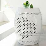 Chinese white lattice ceramic garden stool H18inches made in Jingdezhen