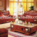 Home Use High Class Living Room Furniture European Neo Classical Wooden Leather Sofa with Lounge Chaise W303C#