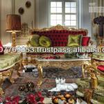 Luxury Red - Gold Leaf Classic Sofa 2-