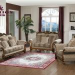 royal american style solid wood frame fabric carved sofa set SF5108