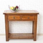 Rustic Solid Oak Wall Console Table with 2 Drawers-D004