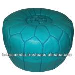 Wholesale of Moroccan turquoise leather Pouffe Ottoman Footstool Pouffe handstitched Ottomans