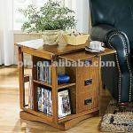 Wooden swivel end table w/bookcase walnut finish