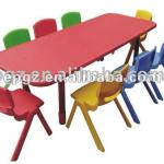 Cute square preschool table with 8 seats/kids furniture