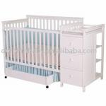 5-in-1 Convertible Crib and Changer in White, wooden baby furniture convertible crib