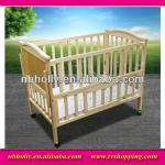 BD007-038 Multifunctional foldable wooden baby crib with wheels