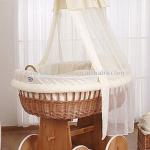 Wicker moses crib with wood stand-