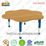 Good Quality Inexpensive Flower Shape Wood Grain Table Child School Furniture Study Desk for Six Kids-HJL-BA006